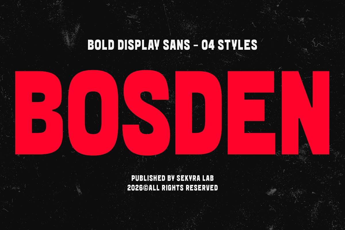 Bosden – Bold Display Sans Font, a Sans Serif Font by Sekyra Lab (Photo 1 of 11)