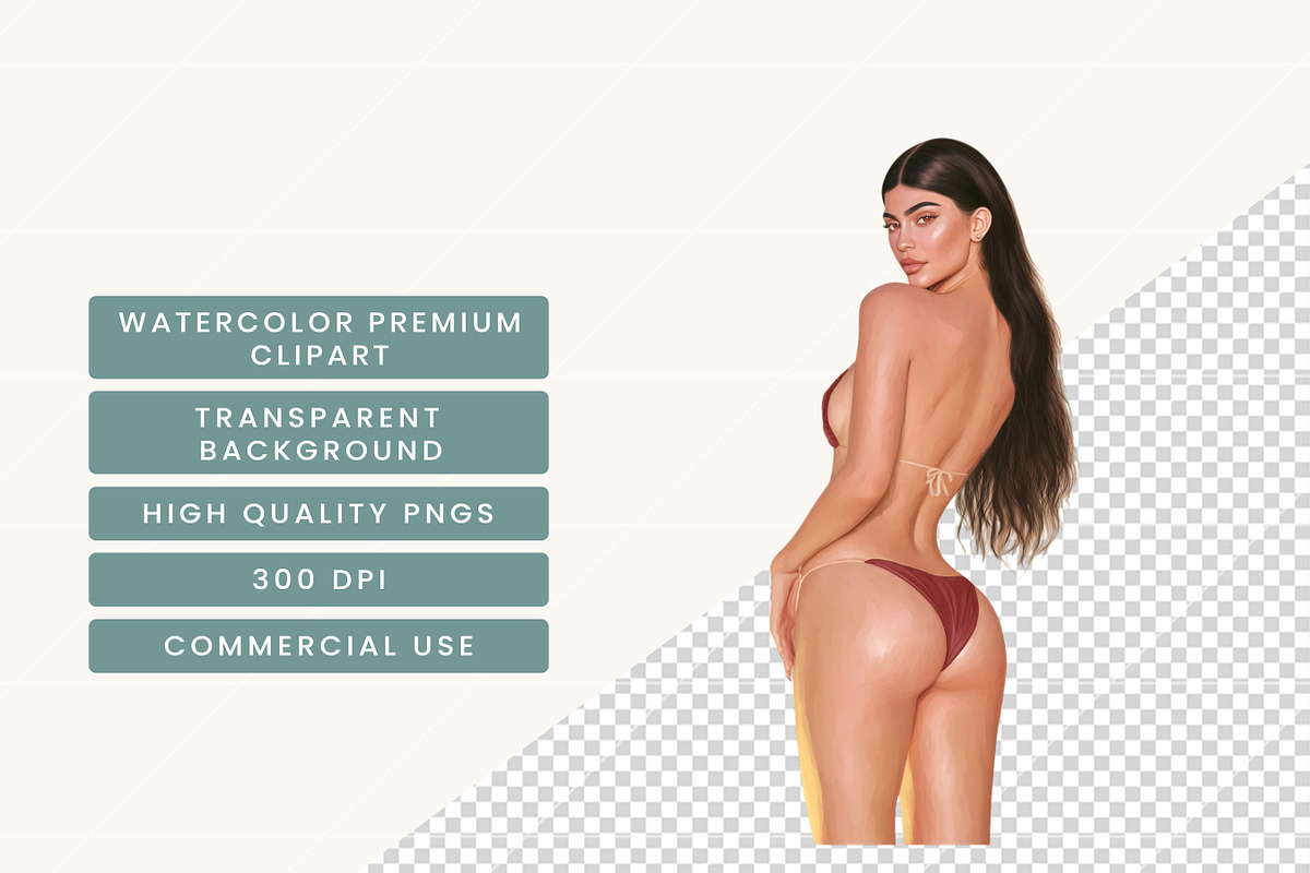 Watercolor Beach Romance Clipart, a Person Illustration by BusyDaydesign (Photo 7 of 9)