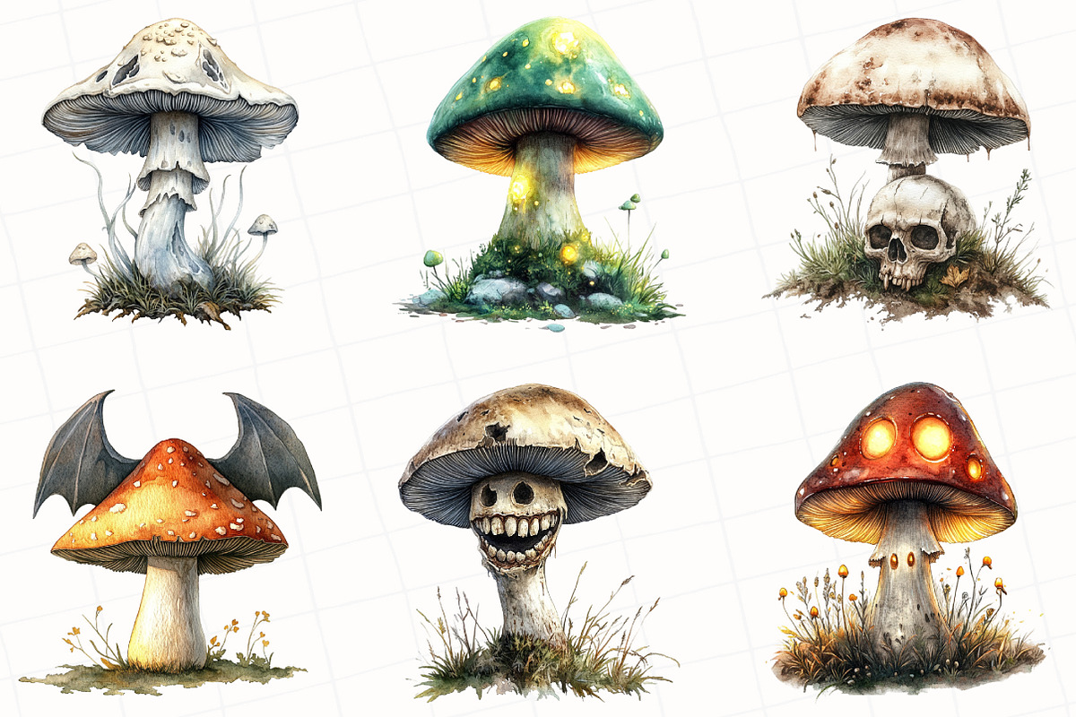 Halloween Mushroom Clipart, an Illustration by OK Design (Photo 3 of 5)