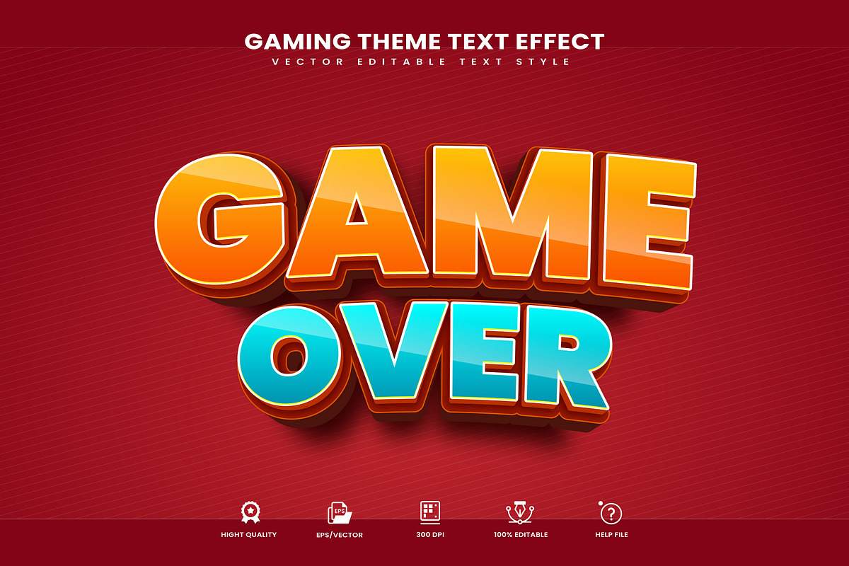 Game Over Editable Text Effect, a Layer Style Add-On by Niestart Creation (Photo 1 of 2)