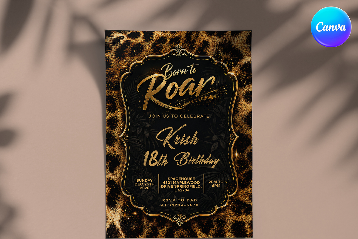 Leopard Print Birthday Invitation, an Invitation Template by InvitingStorys (Photo 3 of 11)