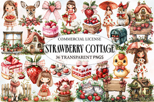 Strawberry Cottage PNG Clipart, an Illustration by Designworld