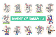 Set of Cartoon Bunny Image_03., an Animal Illustration by KENO Mascots (Thumbnail 1 of 13)