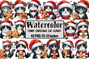 Funny Christmas Cat Clipart, an Illustration by Design Market (Thumbnail 1 of 3)