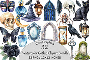 Watercolor Gothic Clipart, an Illustration by CitraGraphics (Thumbnail 1 of 5)
