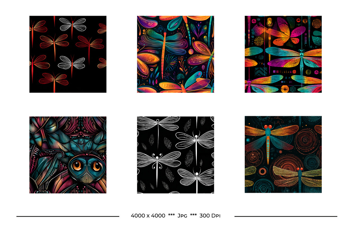 Dragonfly Retro Art Style Patterns, a Pattern Graphic by karenfoleyphoto (Photo 2 of 7)