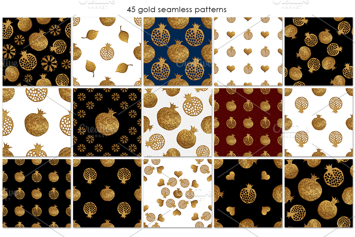 GOLD POMEGRANATE collection, a Pattern Graphic by xgart (Photo 4 of 6)