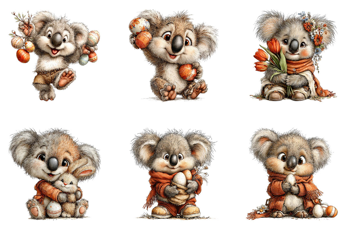 Whimsical Easter Koala Clipart, an Illustration by CreationArt (Photo 3 of 7)