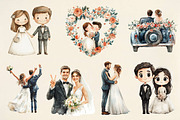 Watercolor Bride and Groom PNG, an Illustration by Pixels.Craft (Thumbnail 4 of 7)