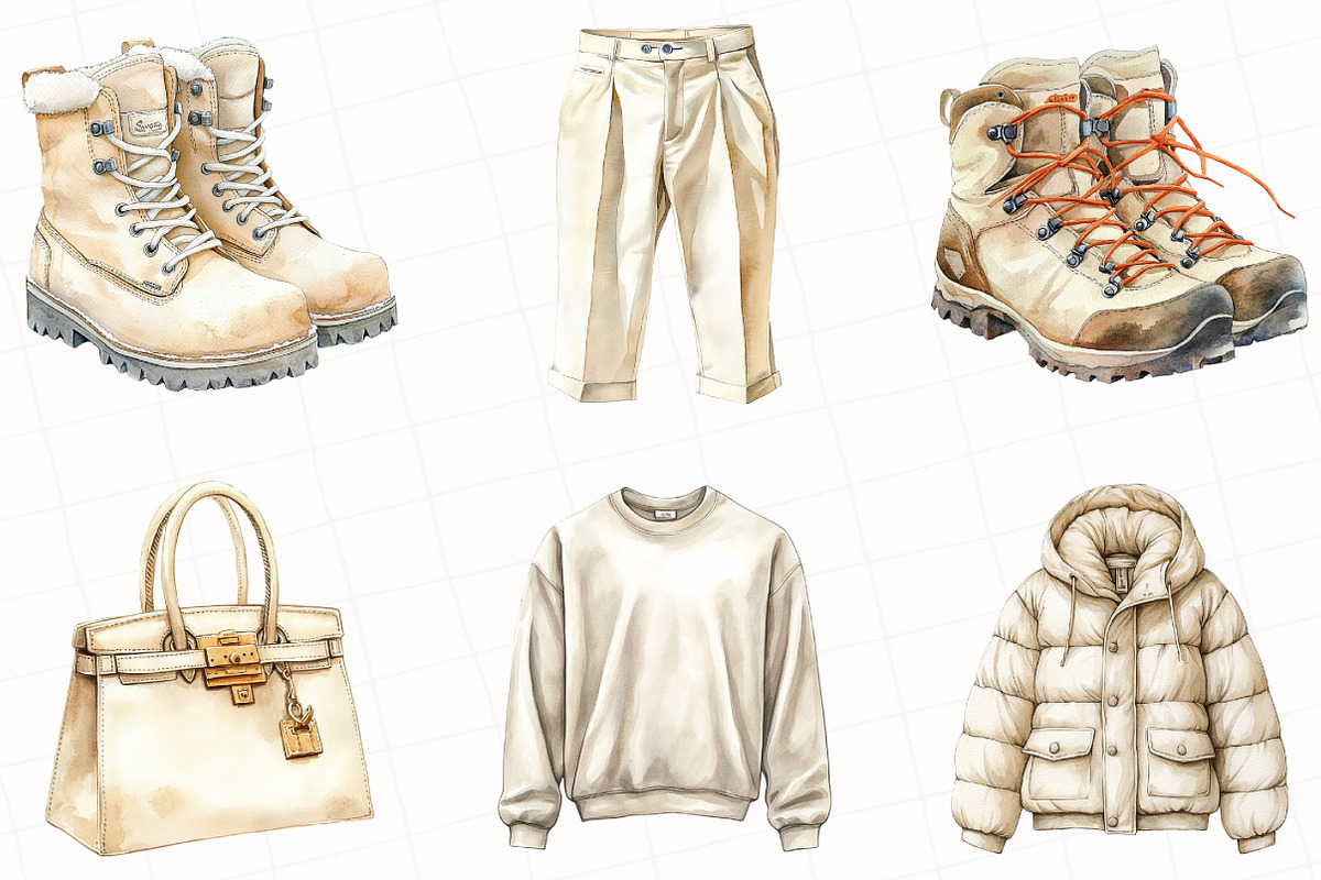Watercolor Winter Fashion Clipart, an Illustration by OK Design (Photo 3 of 5)