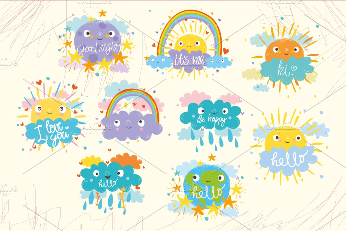 Cute sun and cloud, an Education Illustration by Lesya Skripak (Photo 5 of 6)