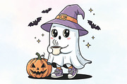 Cute Ghost Spooky Season PNG, an Illustration by CraftArtStudio (Thumbnail 1 of 4)
