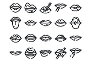 Lips line art icons set for, an Object Graphic by pikepicture (Thumbnail 2 of 3)