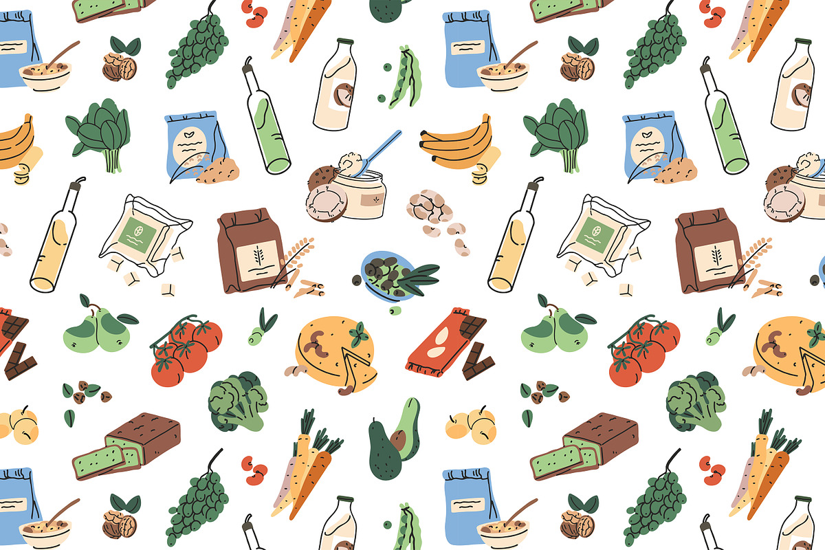 Healthy vegan food set, templates, a Food Illustration by PaperTrident (Photo 3 of 7)