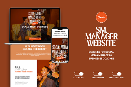 Social Media Manager Canva Website, a Landing Page Template by My Template Studio
