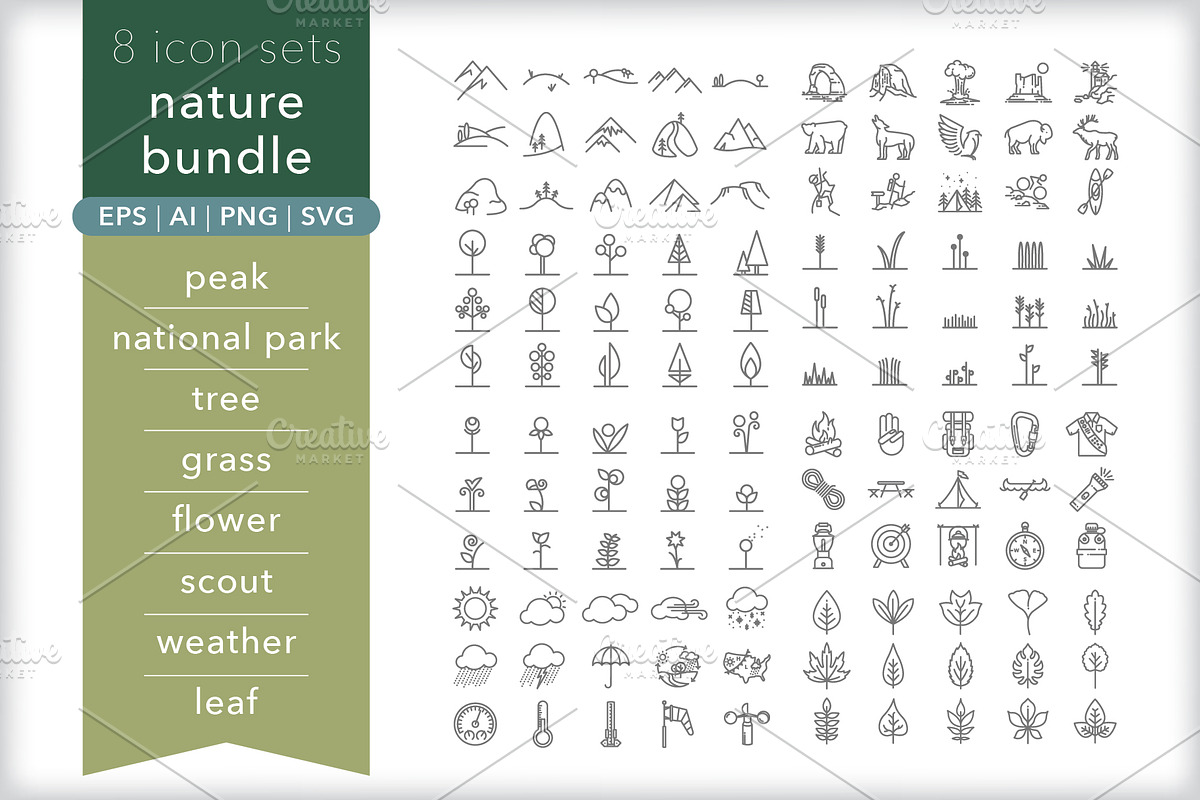 Nature 8-pack icon bundle, an Outline Icon by Picture Window (Photo 1 of 10)
