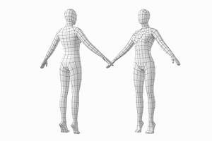 Female Base Mesh In 3 Modeling Poses