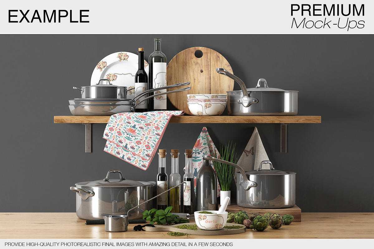 Kitchen Accessories Set, a Product Mockup by mock-ups