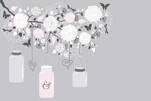 Mason Jars hanging from a branch