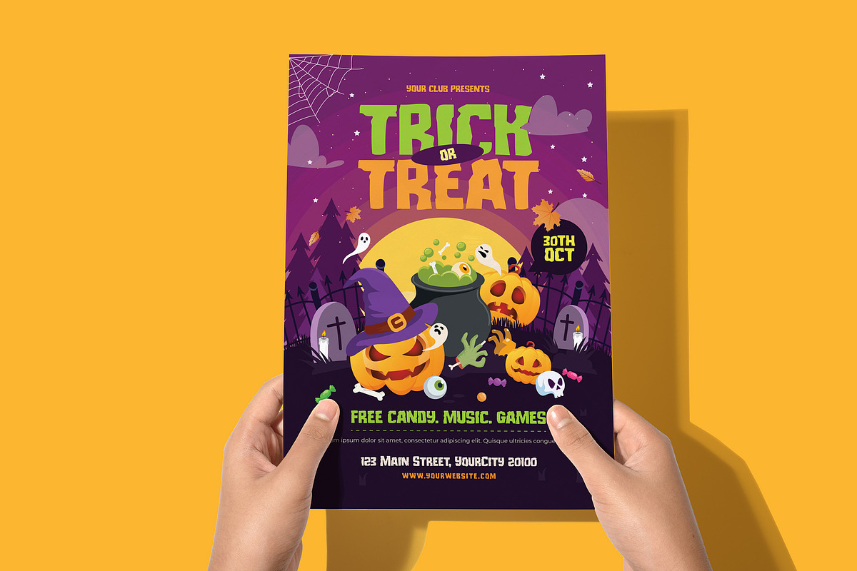 Halloween Trick or Treat Flyer, a Flyer Template by Creativestoree (Photo 5 of 5)
