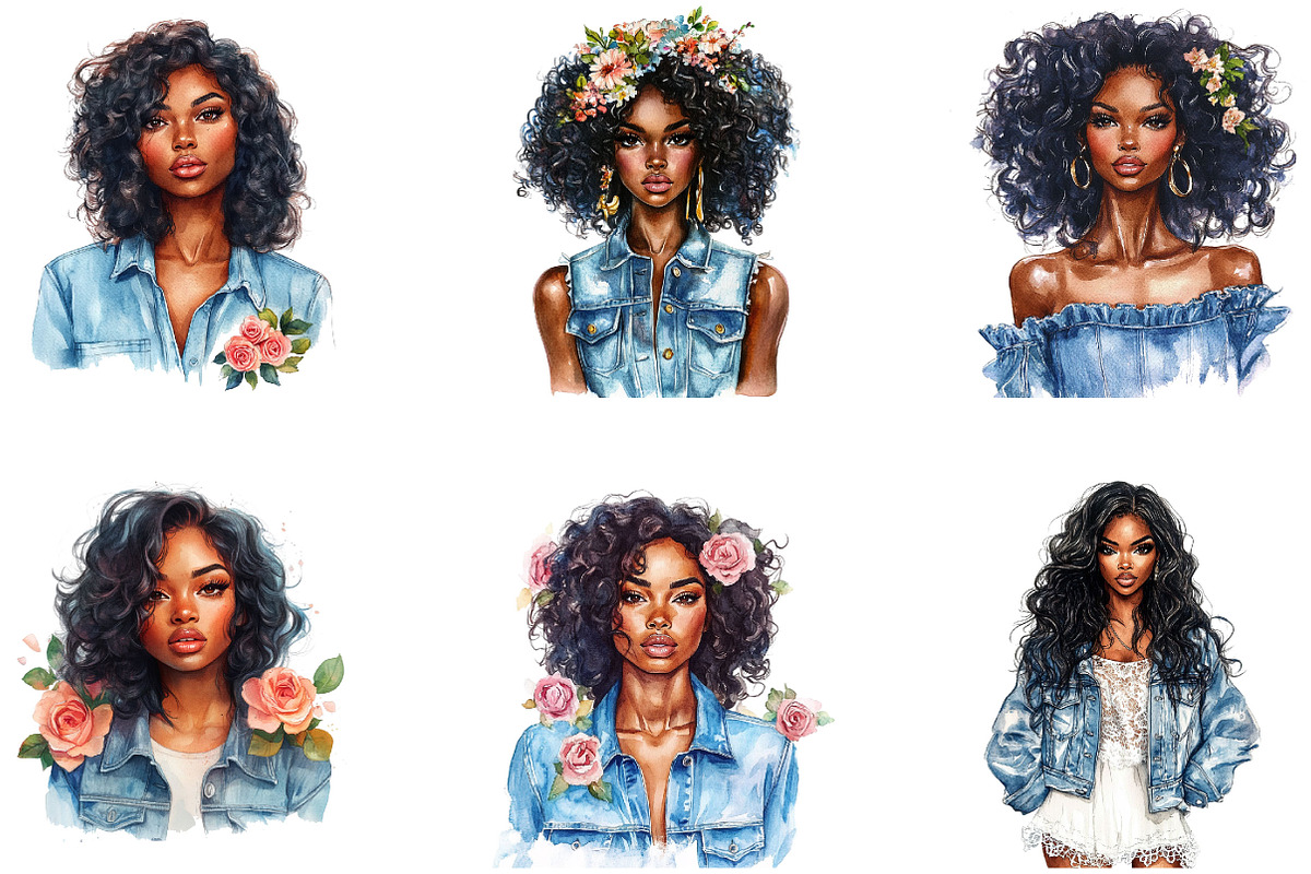 Fashion Black Girl with Denim, a Seasonal Illustration by Designking (Photo 4 of 5)