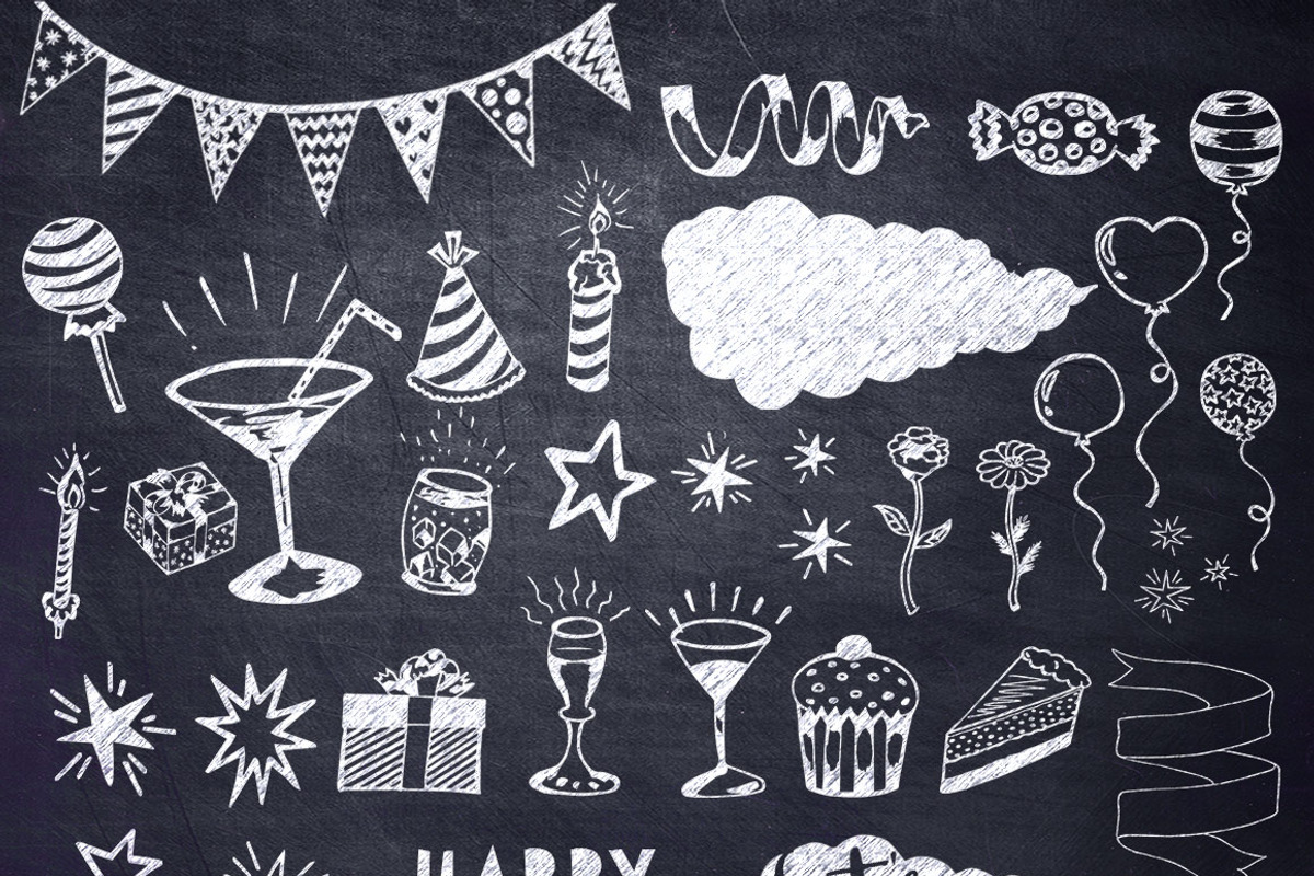Chalkboard Birthday Party Clipart, an Illustration by DigitalCloud (Photo 2 of 3)