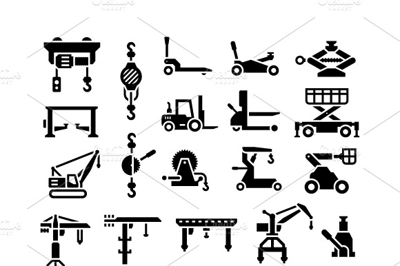 Set Icons Of Lifting Equipments