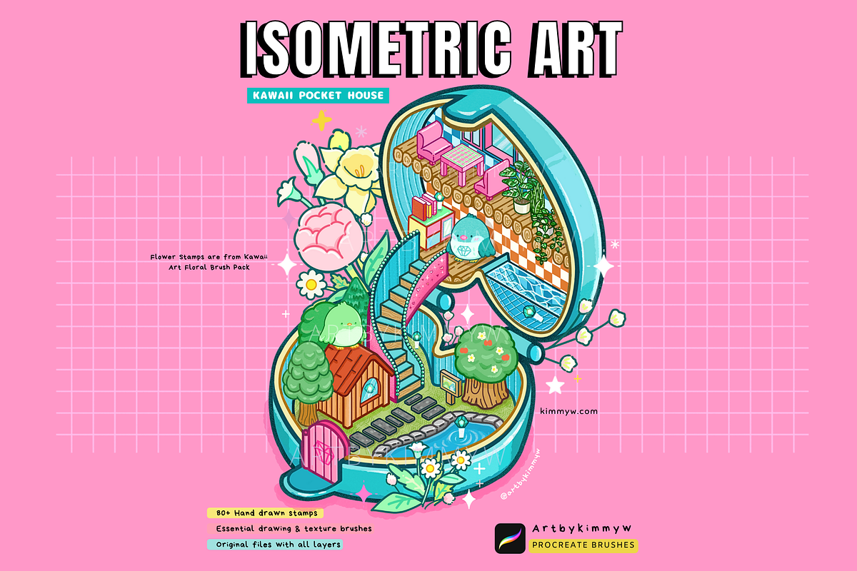 Procreate Kawaii Pocket House stamps, a Brush Add-On by Artbykimmyw (Photo 5 of 7)