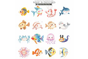 Cute Sea Animals Watercolor Clipart, an Animal Illustration by CharmClipart (Thumbnail 3 of 9)