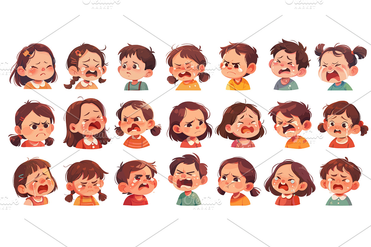 Crying children portraits. Kids boys, a Person Illustration by Stock-Smart-Start