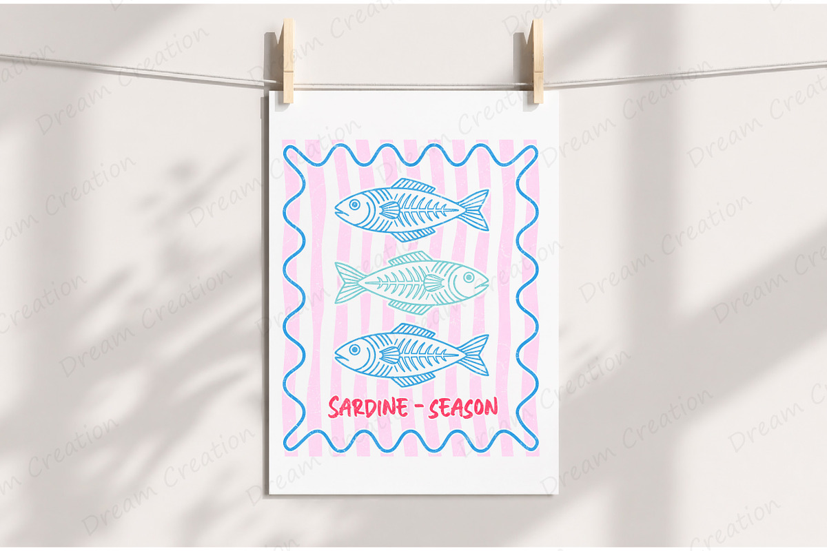 Summer Sardine Hand Drawn Line Art, an Illustration by Dream Creation (Photo 4 of 7)