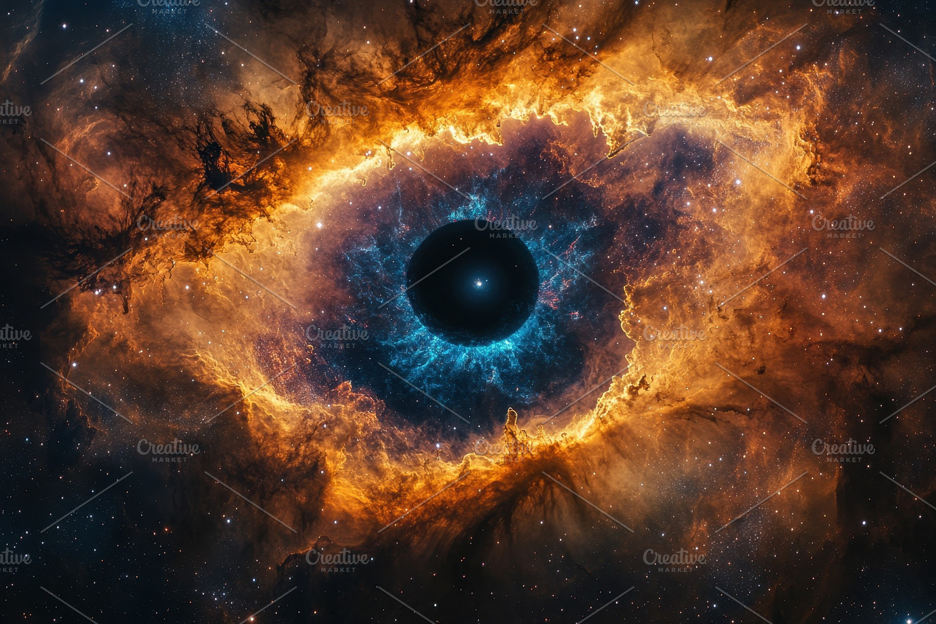 Vibrant cosmic nebula resembling an, a Photo by Tanuart