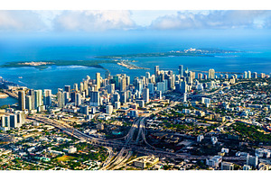 Aerial skyline of Downtown Miami in, an Architecture Photo by Leonid Andronov