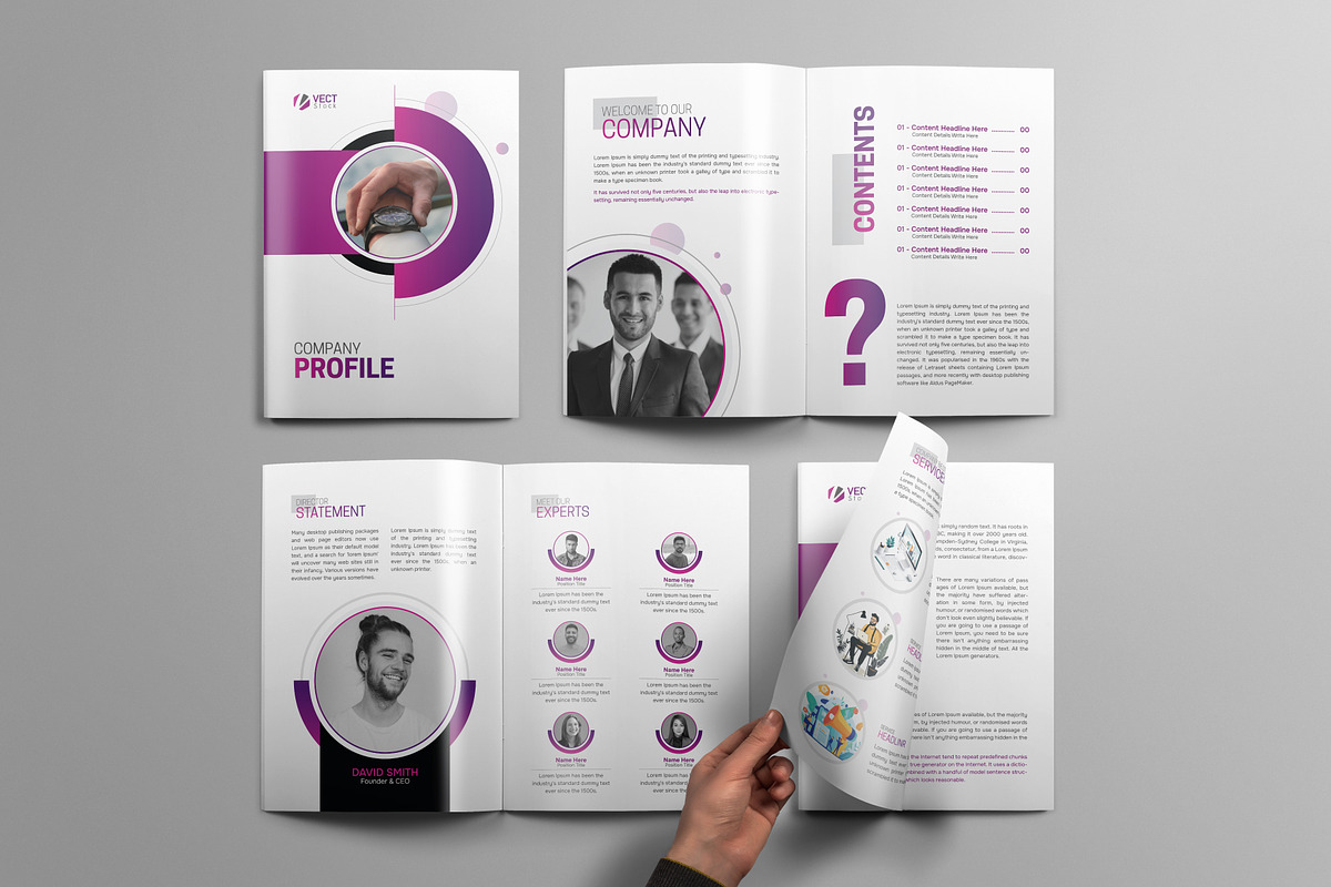 Creative Bifold Company Profile, a Brochure Template by VectStock (Photo 1 of 6)