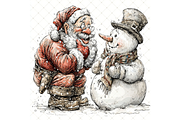 Santa and Snowman Clipart JPG, a Seasonal Illustration by Memories By Lea (Thumbnail 9 of 18)