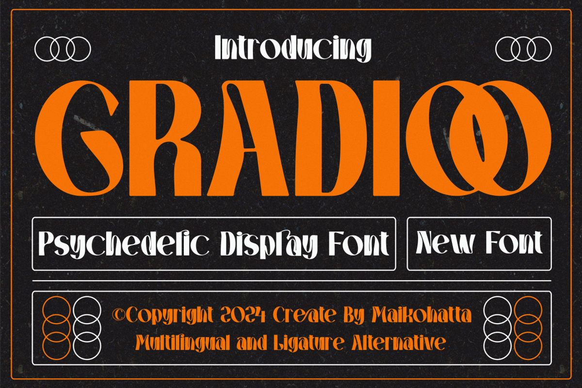 Gradioo - Psychedelic Display Font, a Sans Serif Font by MaikoHatta (Photo 1 of 10)