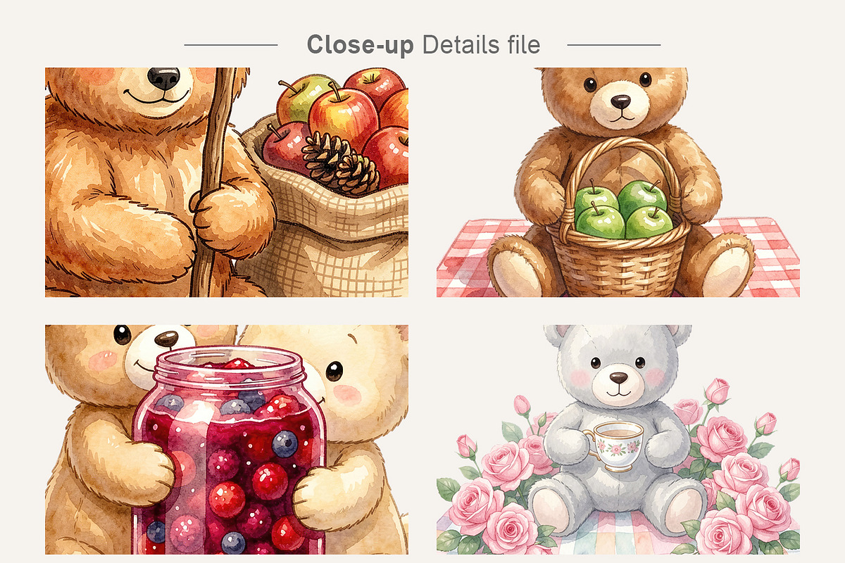 Watercolor Bear Picnic Sublimation, an Illustration by Artnoy (Photo 4 of 8)