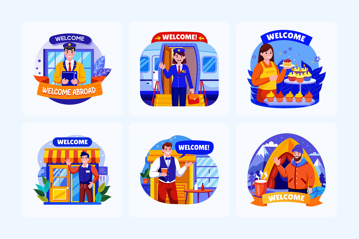 Welcome Illustration Art Set, a Person Illustration by Vectors Market (Photo 5 of 9)