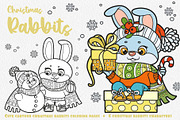 6 Cute cartoon Christmas rabbits, an Animal Illustration by Azuzlikus (Thumbnail 1 of 4)