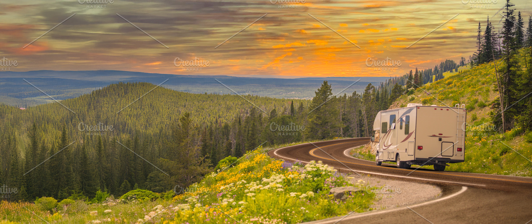 RV Camper Driving in the Countryside, a Transportation Photo by Andy Dean Photography