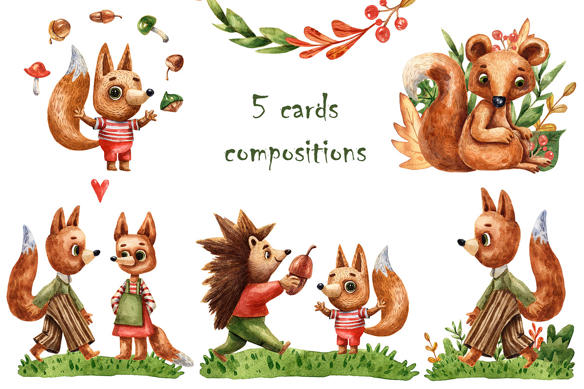 Forest Babies - Watercolor Set, an Animal Illustration by Mashamashastu (Photo 8 of 10)