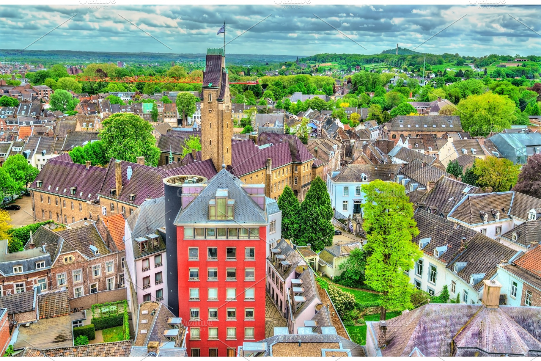 Aerial view of the old town of Maastricht, the Netherlands, an Architecture Photo by Leonid Andronov