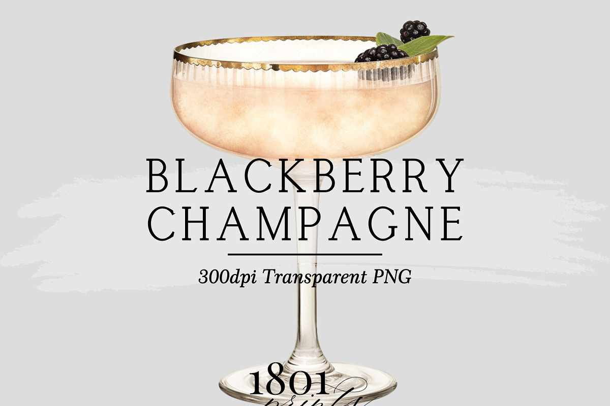 Blackberry Champagne Cocktail, an Illustration by 1801Prints (Photo 1 of 4)