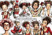Quirky Valentine Day Girls Clipart, an Illustration by Canvas Craft (Thumbnail 1 of 6)