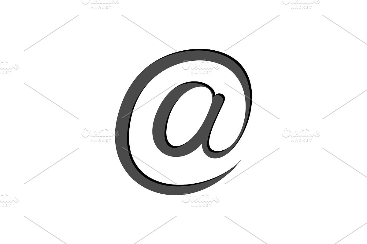 illustration of black at sign icon, an Outline Icon by RODINA (Photo 1 of 3)