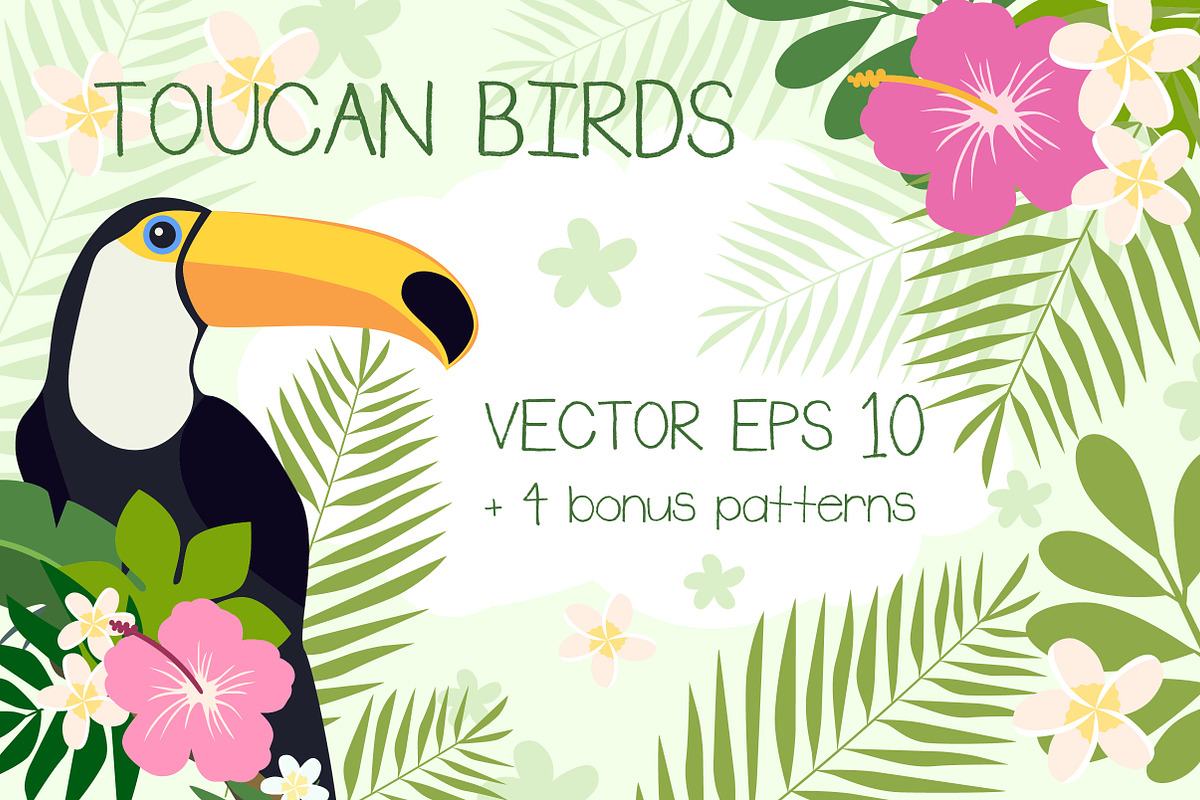 Toucan Birds + Bonus Patterns, an Animal Illustration by Imaginasty (Photo 1 of 5)