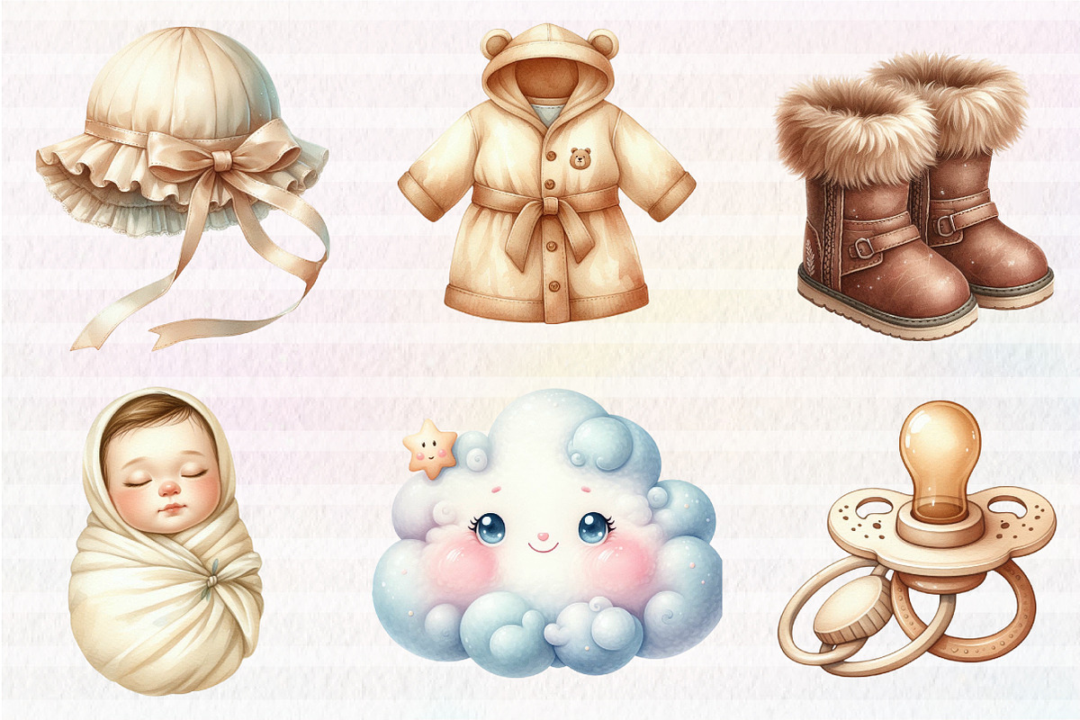 Neutral Baby Watercolor Clipart, an Illustration by CreationArt (Photo 4 of 5)