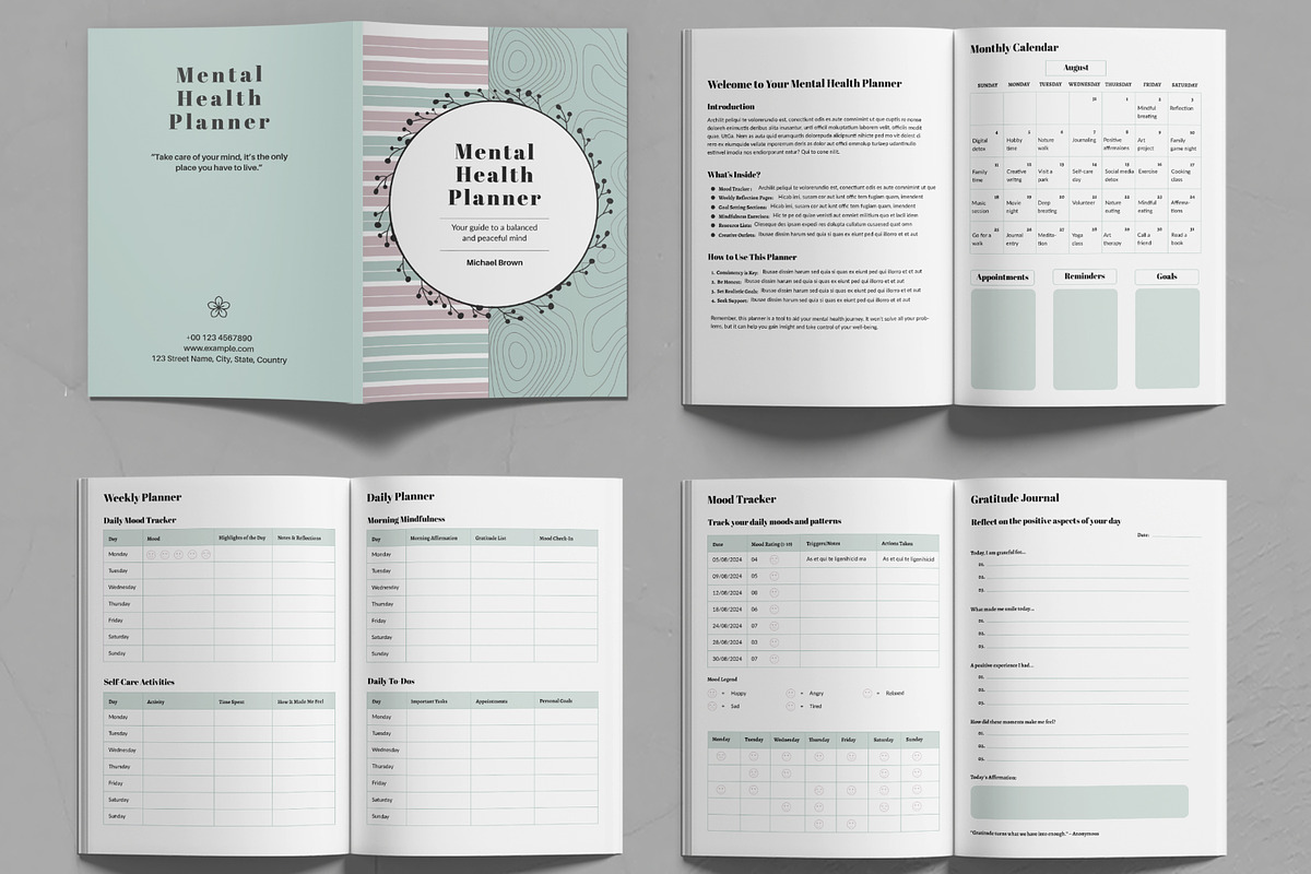 Mental Health Planner Template, a Stationery Template by MightyDesign (Photo 2 of 6)