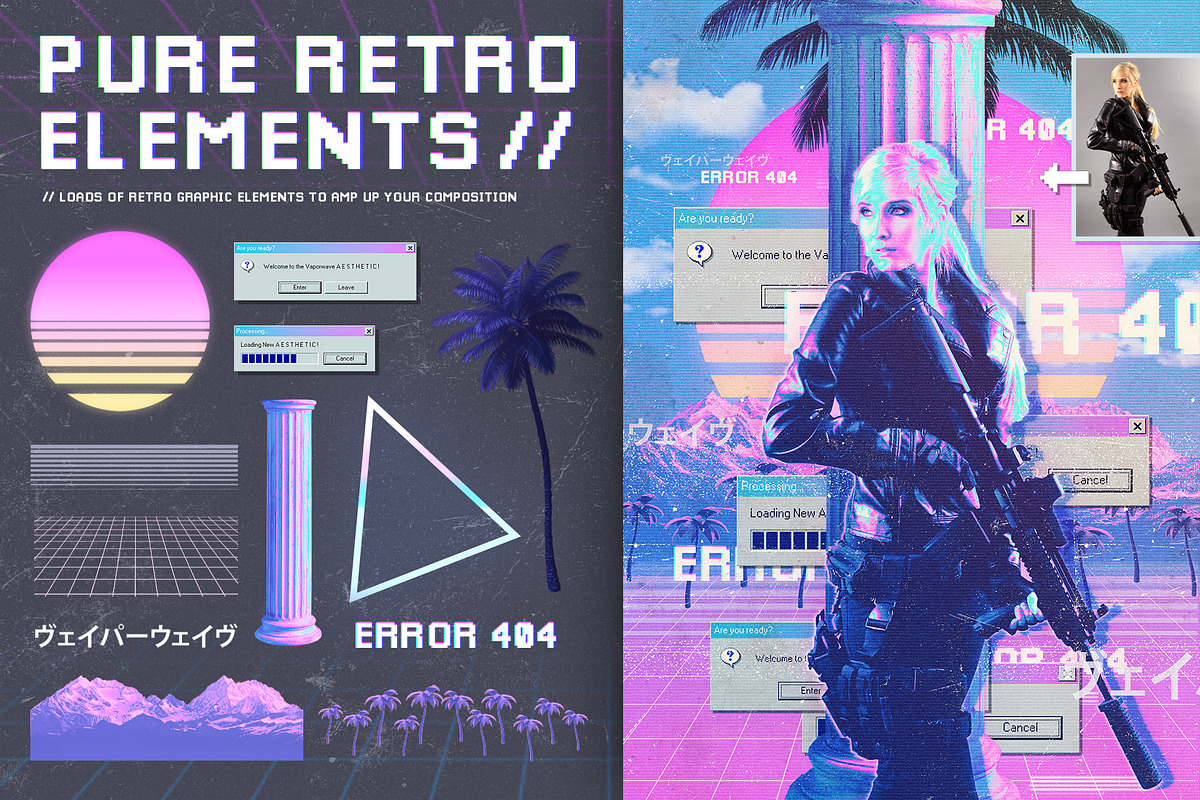 Vaporwave Retro PS Action, an Action Add-On by IndWorks Design (Photo 3 of 10)