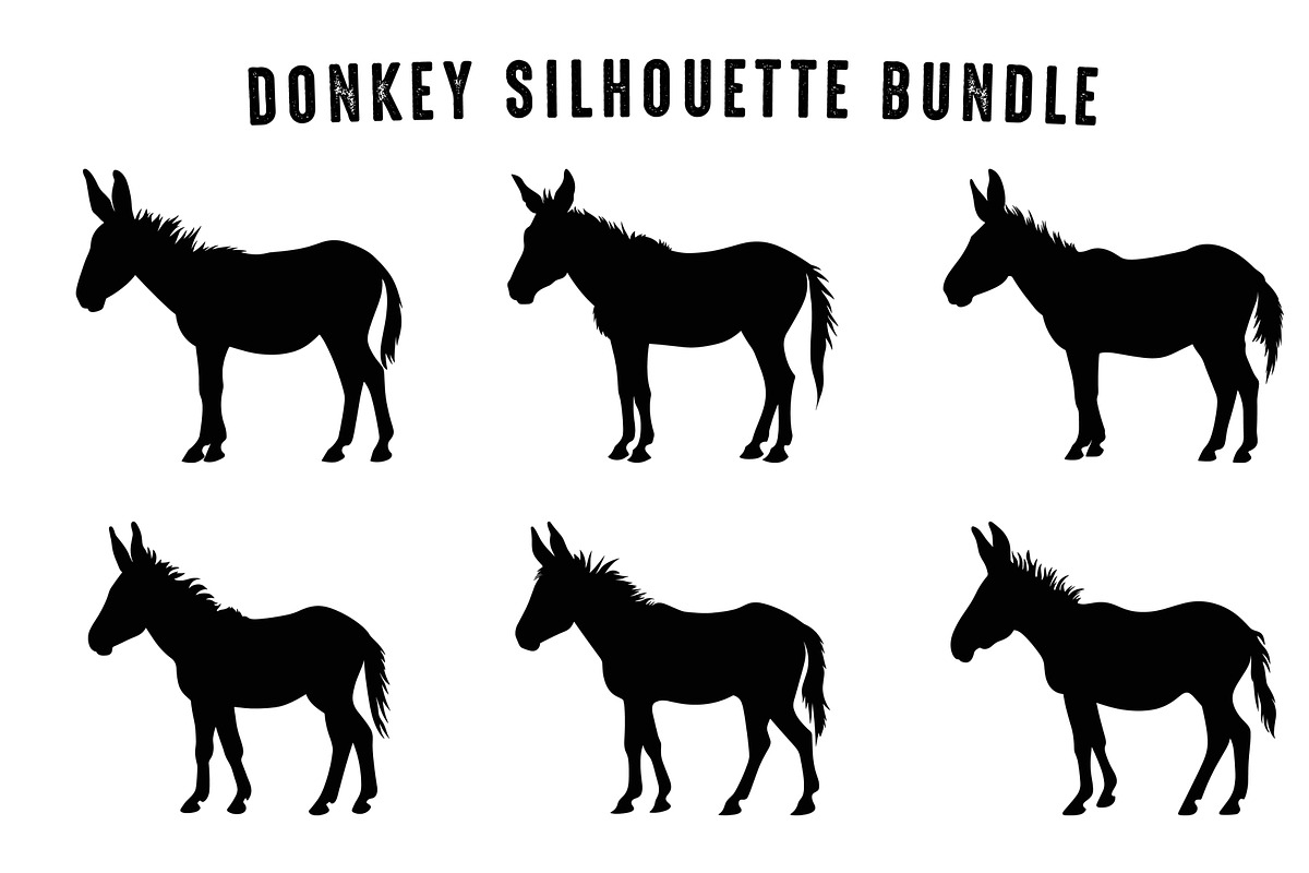 Donkey Silhouette Vector Art Set, an Animal Illustration by Gfx Expert Team (Photo 3 of 3)